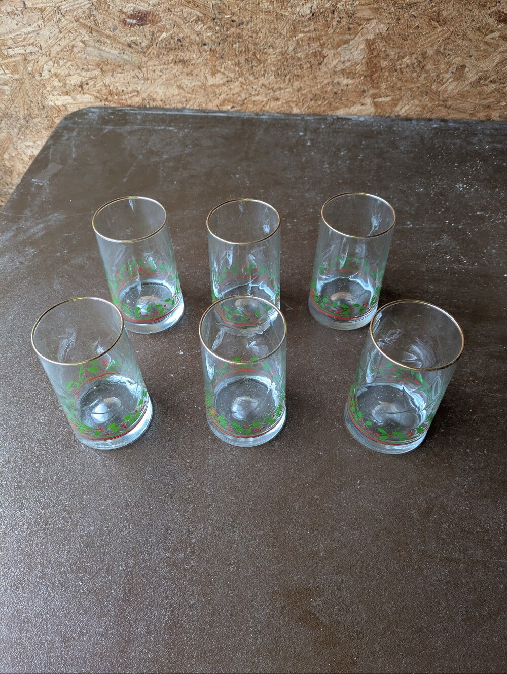 Arby's Vintage Libbey Christmas Drink Tumblers Glasses Holly Berry 1982 Set of 6